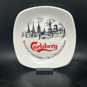 Vintage Carlsberg Ceramic Ashtray Pub Dish - Copenhagen Towers
